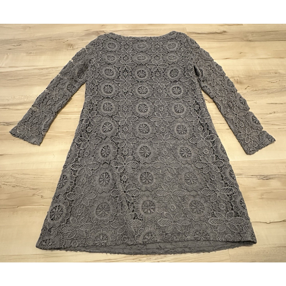 Trina Turk Women‎ 8 Dress Cocktail Lace Shift A-Line Long Sleeve Lined Gray - Picture 2 of 9